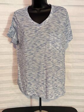 Just Be Blue Variegated V Neck T-Shirt Women's 1X